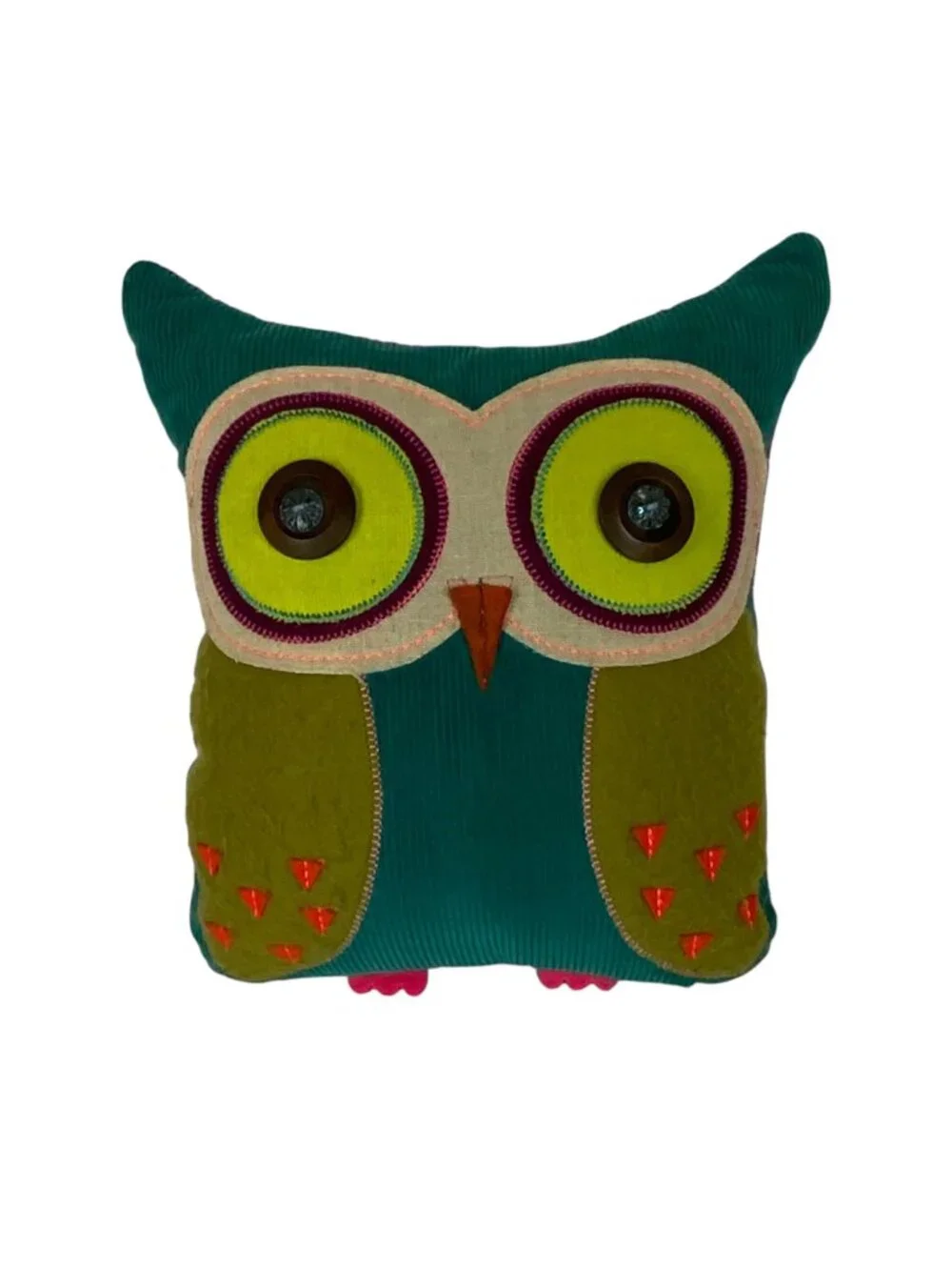 Owl-Shaped Decorative Throw Pillow With Embroidered 